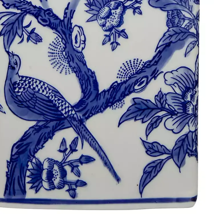 Kirklands Home Table Lamps|Blue and Bird Pattern Table Lamp White