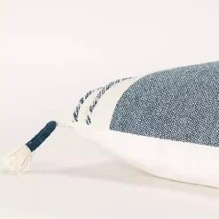 Online Blue and White Block Loop Throw Pillow Pillows