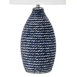 Kirklands Home Table Lamps|Blue and Ceramic Faux Rope Table Lamp White