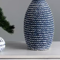 Kirklands Home Table Lamps|Blue and Ceramic Faux Rope Table Lamp White