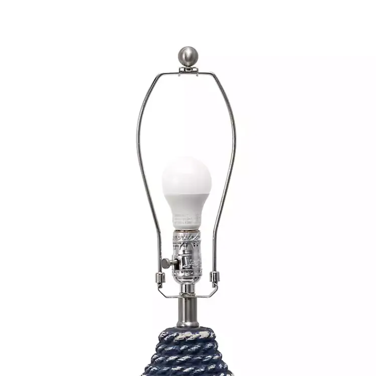 Kirklands Home Table Lamps|Blue and Ceramic Faux Rope Table Lamp White