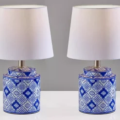 Kirklands Home Table Lamps|Blue and Ceramic Table Lamps, Set of 2 White