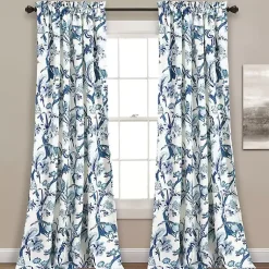 Kirklands Home Curtains & Drapes|Blue and White Dolores Curtain Panel Set, 95 in.