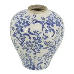 Hot Blue and White Floral Urn Ceramic Vase, 10 in. Vases