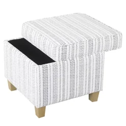Kirklands Home Benches & Ottomans|Blue and White Hometown Striped Storage Ottoman