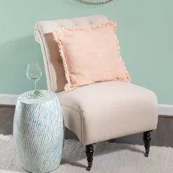 Kirklands Home Accent & End Tables|Blue and White Mosaic Capiz Shell Drum End Table