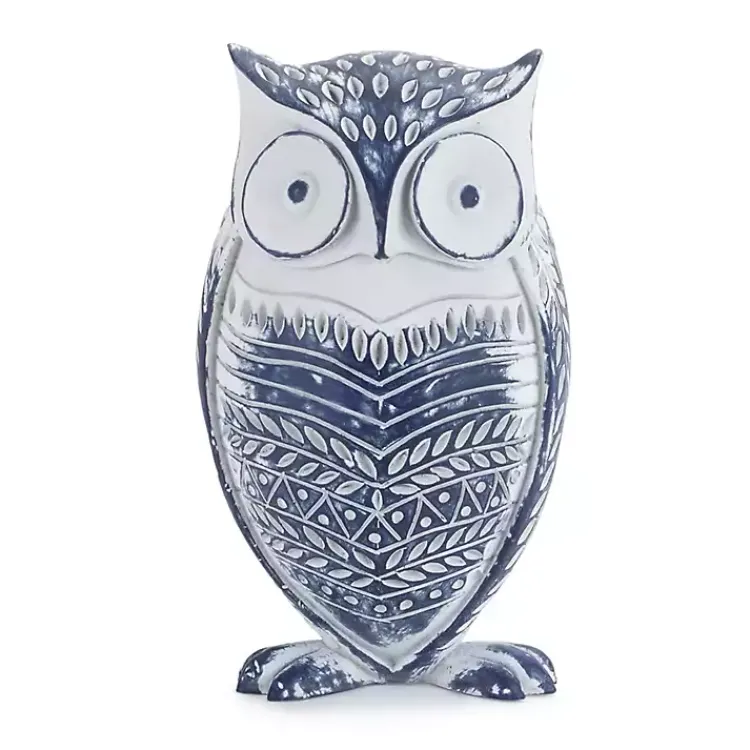 Sale Blue and White Patterned Owl Decorations, Set of 2 Fall