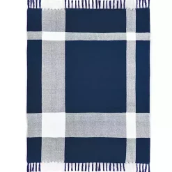 Blue and White Plaid Organic Cotton Throw Blankets & Throws