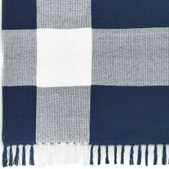 Blue and White Plaid Organic Cotton Throw Blankets & Throws