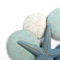 Kirklands Home Wall Plaques|Blue and White Seashells Metal Wall Plaque