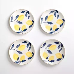 Kirklands Home Dinnerware|Blue and Yellow Lemons Salad Plate