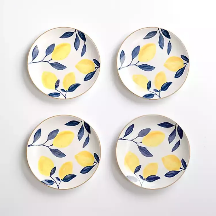 Kirklands Home Dinnerware|Blue and Yellow Lemons Salad Plate
