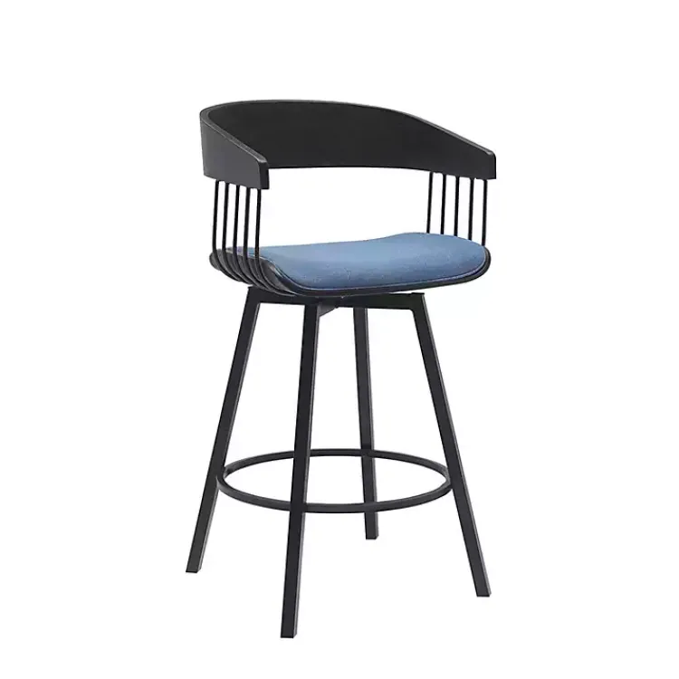 Kirklands Home Bar Stools & Counter Height Stools|Athena Swivel Counter Stool Blue
