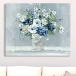 Kirklands Home Canvas Art|Blue Be Happy Giclee Canvas Art Print Multi