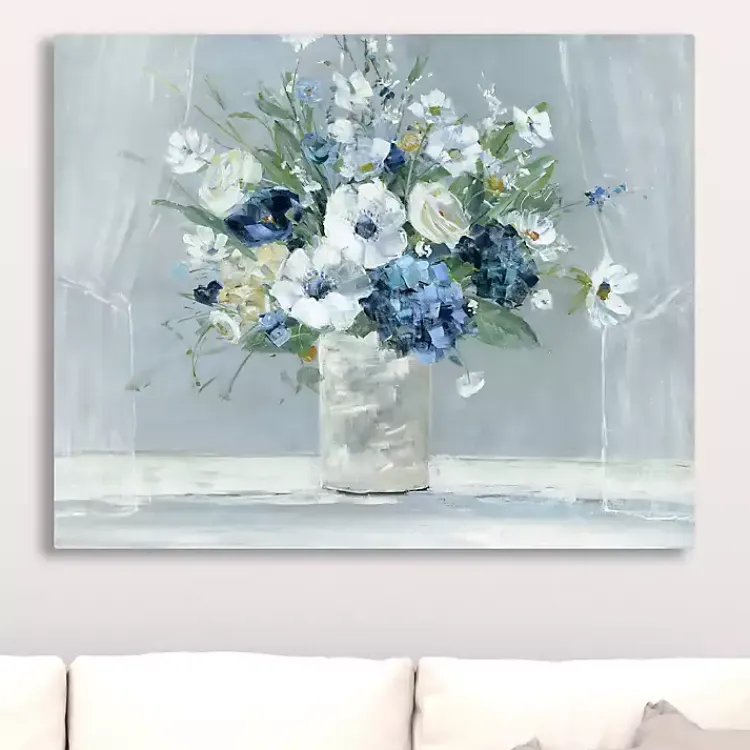 Kirklands Home Canvas Art|Blue Be Happy Giclee Canvas Art Print Multi