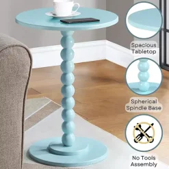 Kirklands Home Accent & End Tables|Beaded Spindle Accent Table Blue
