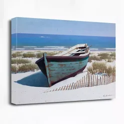Kirklands Home Canvas Art|Blue Boat On Beach Canvas Art Print