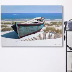 Kirklands Home Canvas Art|Blue Boat On Beach Canvas Art Print