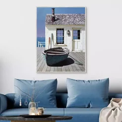 Kirklands Home Canvas Art|Blue Boat on Deck Framed Canvas Art Print