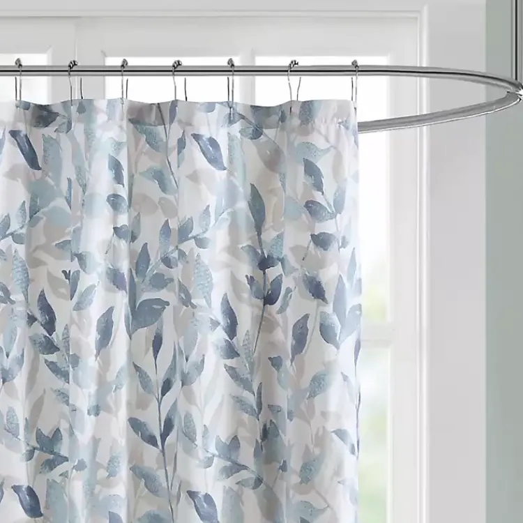 Kirklands Home Shower Curtains|Blue Botanical Microfiber Shower Curtain