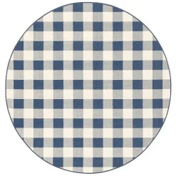 Kirklands Home Outdoor Rugs|Buffalo Check Round Outdoor Area Rug, 7 ft. Blue