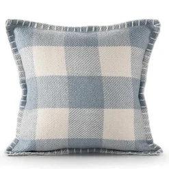 Kirklands Home Outdoor Cushions & Pillows|Blue Buffalo Check Stitched Outdoor Throw Pillow