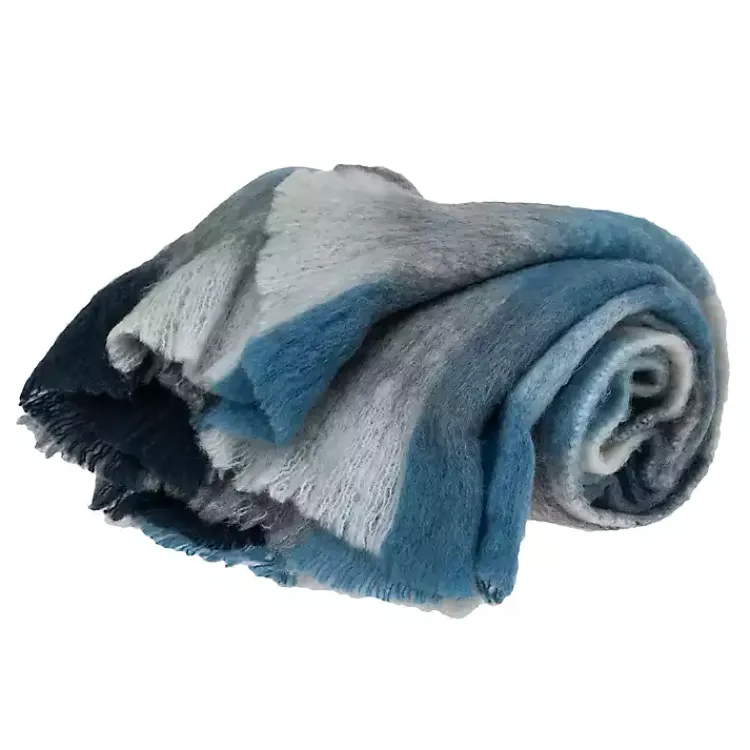 New Blue Buffalo Check Wool Handloomed Throw Blankets & Throws