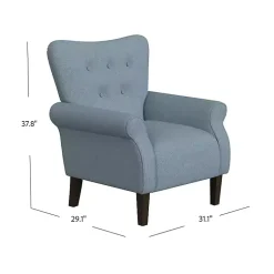 Kirklands Home Accent Chairs|Button-Tufted Rolled Arm Accent Chair Blue