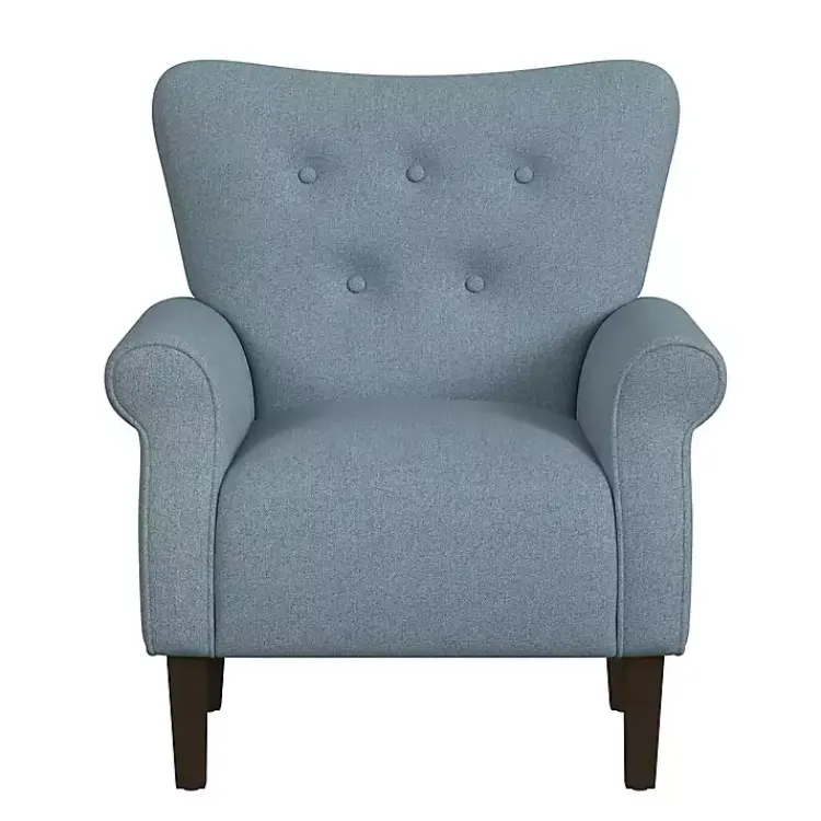 Kirklands Home Accent Chairs|Button-Tufted Rolled Arm Accent Chair Blue