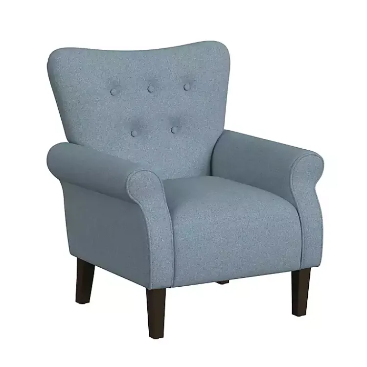 Kirklands Home Accent Chairs|Button-Tufted Rolled Arm Accent Chair Blue