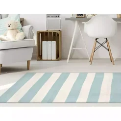 Kirklands Home Outdoor Rugs|Blue Cabana Stripe Indoor/Outdoor Area Rug, 7x9
