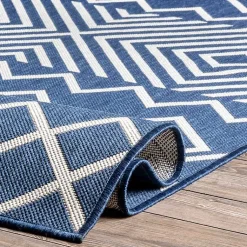 Kirklands Home Outdoor Rugs|Blue Cassie Global Outdoor Area Rug, 5x8