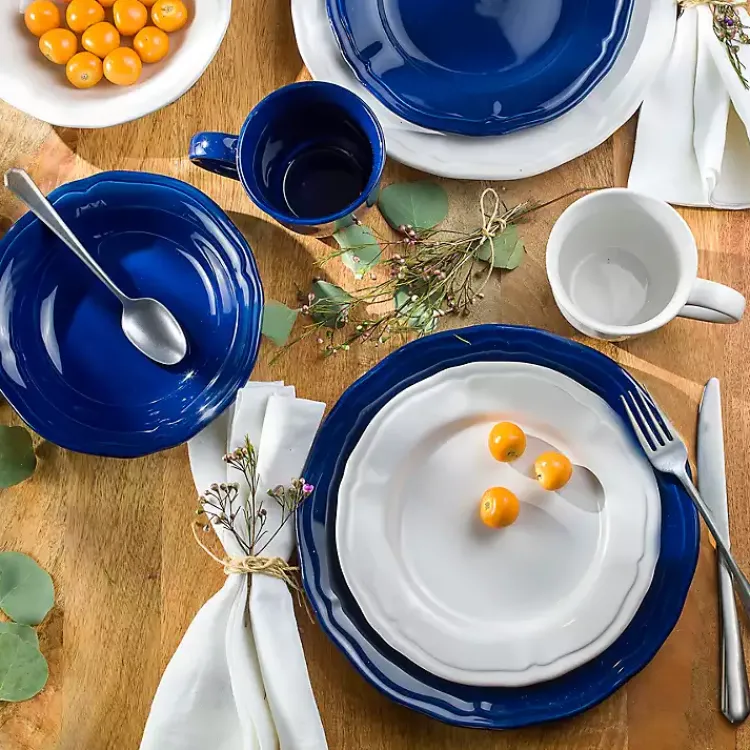 Kirklands Home Dinnerware|Ceramic Soft Scallop 16-pc. Dinnerware Set Blue