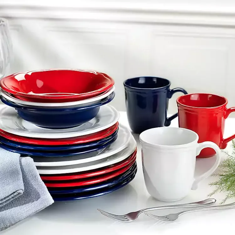 Kirklands Home Dinnerware|Ceramic Soft Scallop 16-pc. Dinnerware Set Blue