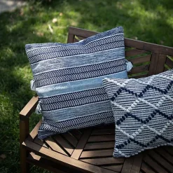 Kirklands Home Outdoor Cushions & Pillows|Chevron Woven Outdoor Pillow Blue