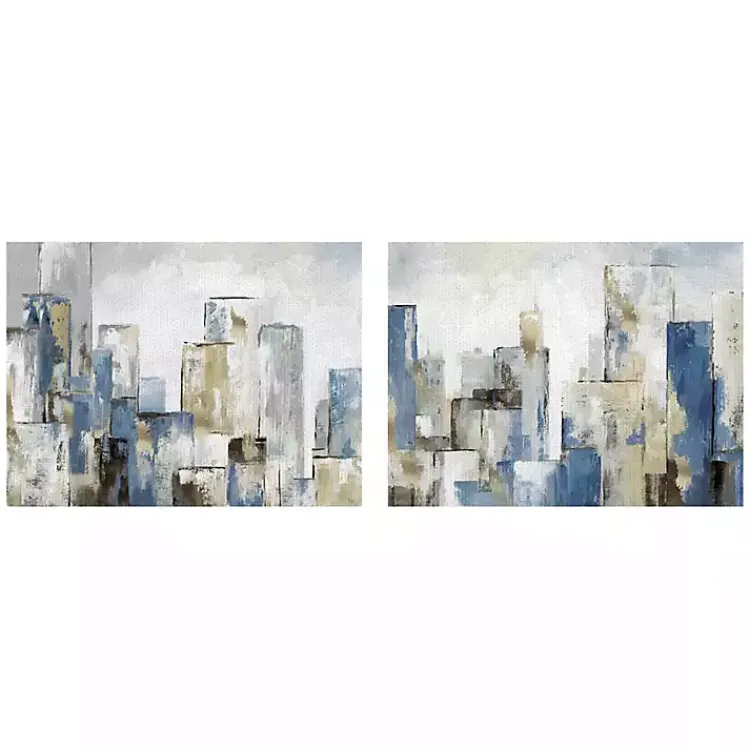 Kirklands Home Canvas Art|Blue City Canvas Art Prints, Set of 2