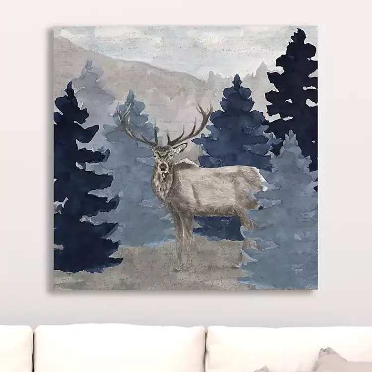 Kirklands Home Canvas Art|Blue Cliff Mountains Elk III Canvas Art Print