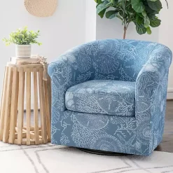 Kirklands Home Accent Chairs|Coastal Bonnie Swivel Accent Chair Blue