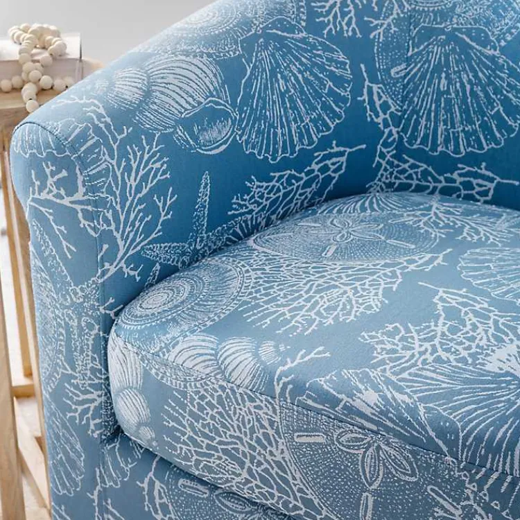 Kirklands Home Accent Chairs|Coastal Bonnie Swivel Accent Chair Blue