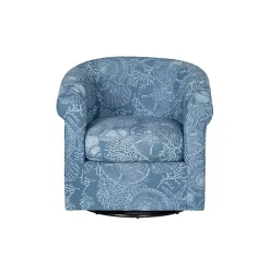 Kirklands Home Accent Chairs|Coastal Bonnie Swivel Accent Chair Blue