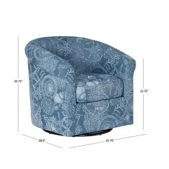 Kirklands Home Accent Chairs|Coastal Bonnie Swivel Accent Chair Blue