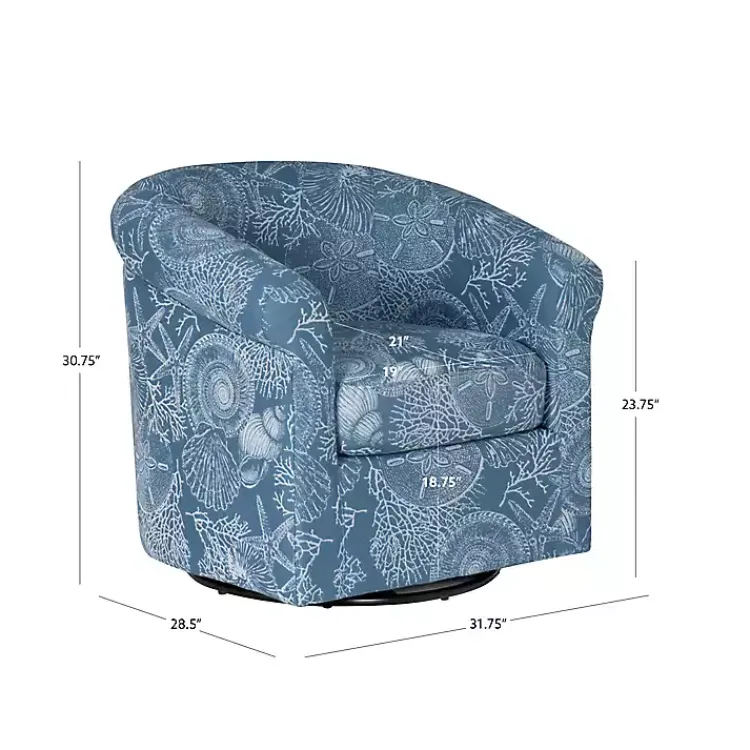 Kirklands Home Accent Chairs|Coastal Bonnie Swivel Accent Chair Blue