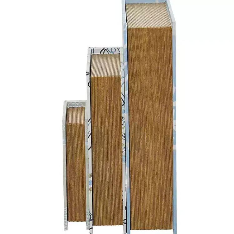 Sale Blue Coastal Canvas Book Boxes, Set of 3 Baskets & Boxes