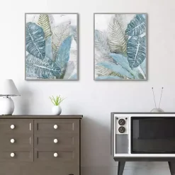 Kirklands Home Canvas Art|Blue Coastal Leaves I & II Canvas Prints, Set of 2