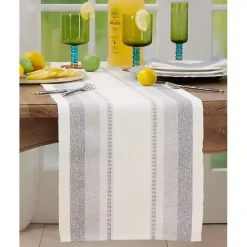 Kirklands Home Table Linens|Coastal Ribbed Striped Table Runner Blue