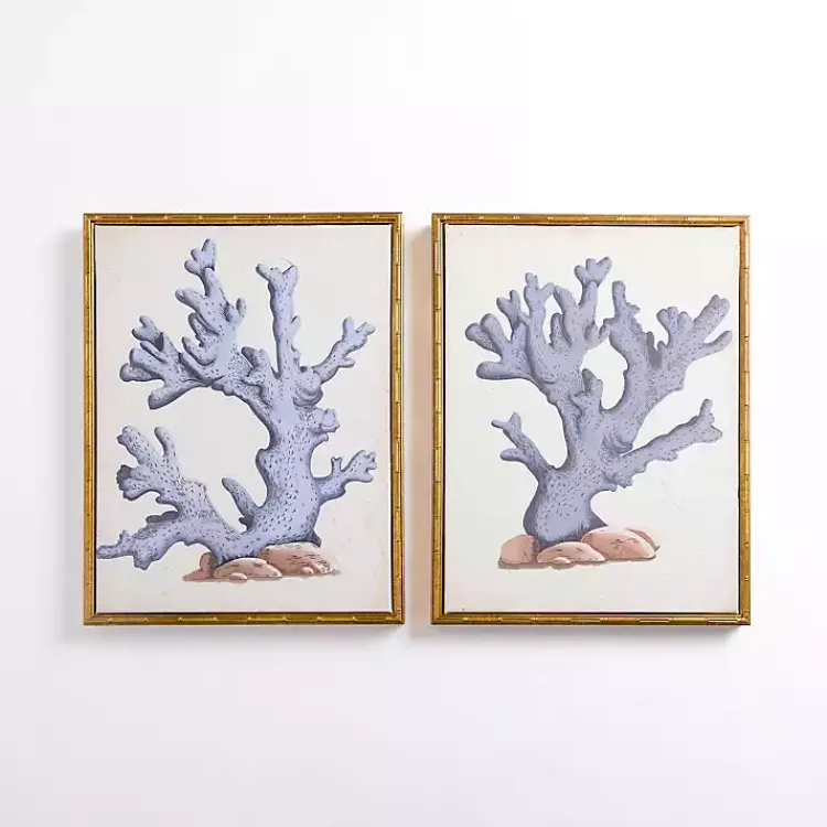 Kirklands Home Canvas Art|Blue Coral Framed Canvas Art Prints, Set of 2