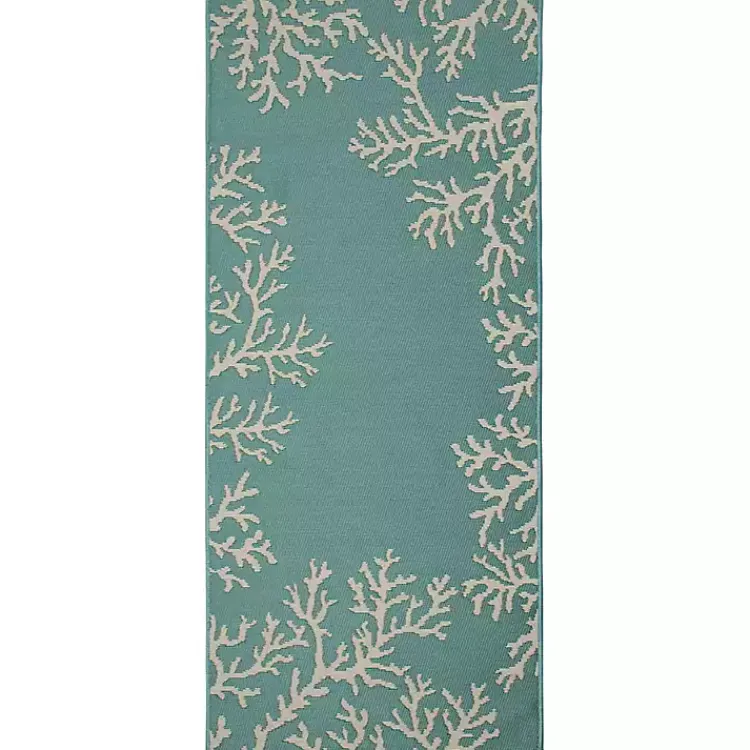 Kirklands Home Outdoor Rugs|Coral Indoor/Outdoor Runner, 1x4 Blue
