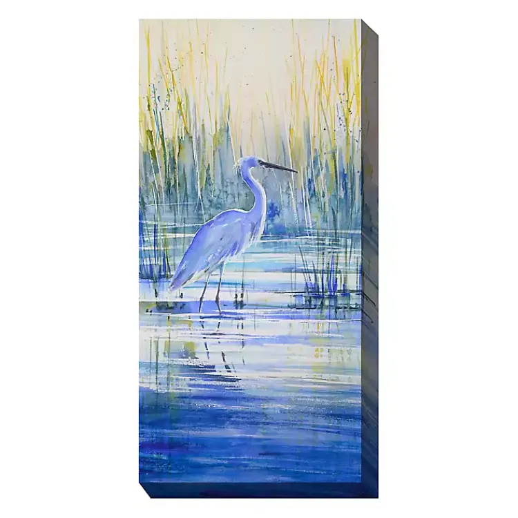 Kirklands Home Outdoor Wall Decor|Blue Crane Outdoor Canvas Art Print, 24x48 in.