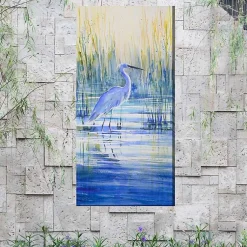 Kirklands Home Outdoor Wall Decor|Blue Crane Outdoor Canvas Art Print, 24x48 in.