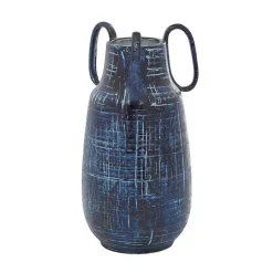 Crosshatch Triple Handle Ceramic Vase, 13 in. Vases